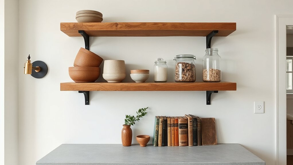 curated open shelving styling