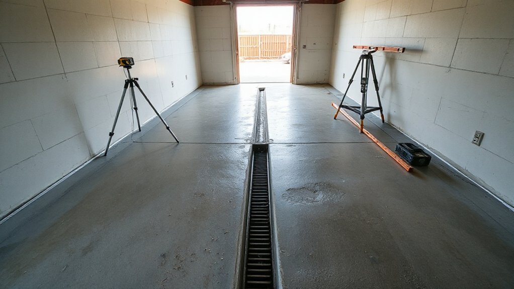 garage slab moisture and leveling