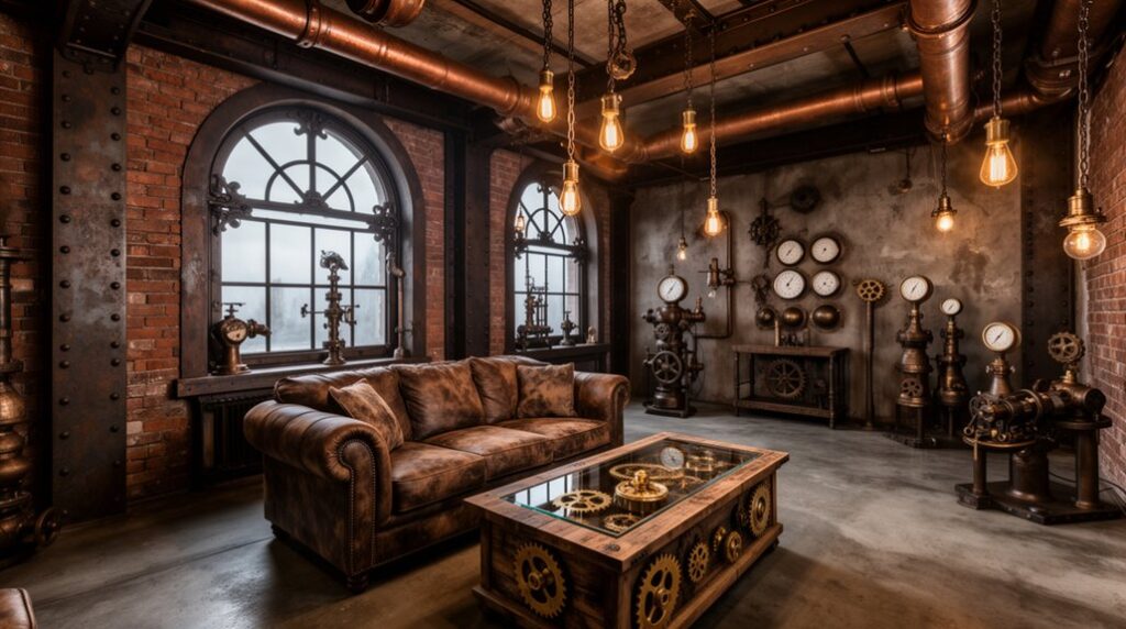 industrial steampunk interior design