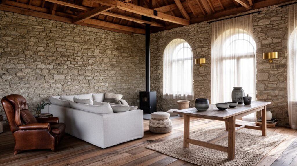 rustic stone barn interiors